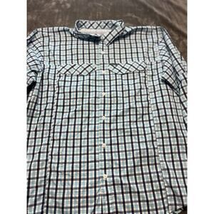 Columbia Shirt Mens XXL Blue Check‎ Long Sleeve Pockets Button Up